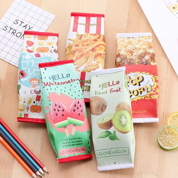 

cute watermelon pencil case for girls kawaii snacks popcorn pencil bag fruit pen stationery pouch gift school supplies zakka
