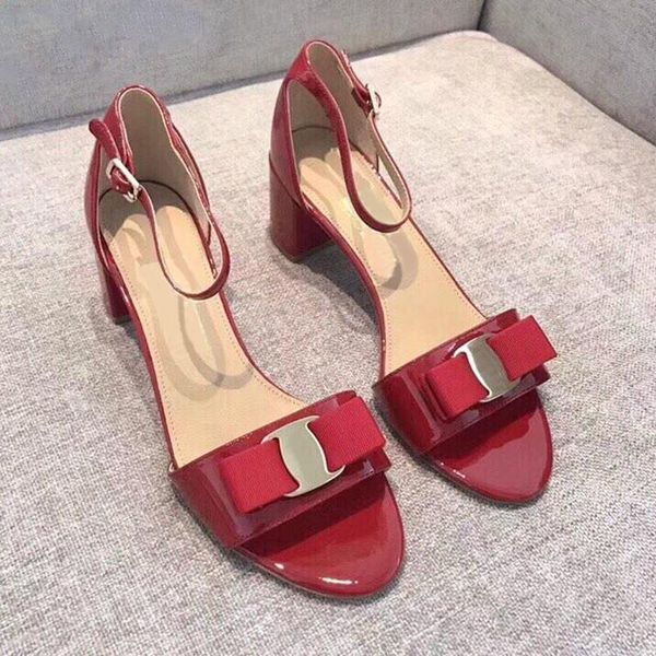 

2019 summer new brand metal buckle pointed toe lady high heels fashion bow comfortable woman party wedding sandals shoes 6cm, Black