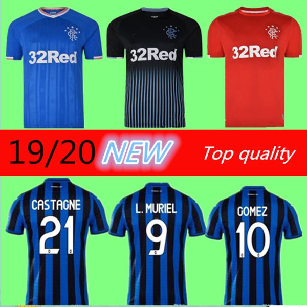 

19 20 glasgow rangers soccer jerseys 19 20 davis hummel home blue morelos barisic tavernier kent goldson away black football shirt, Black;yellow