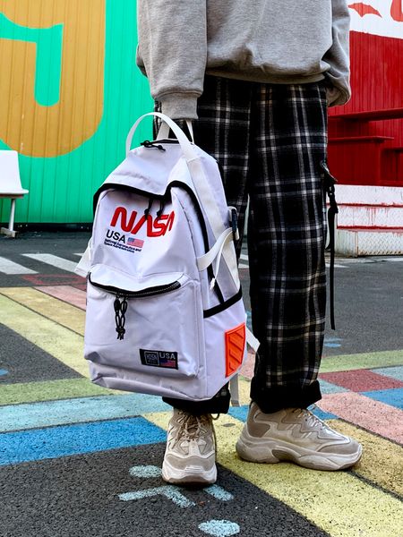 

астронавты наса schoolbag student рюкзак mens и женщины универсальной tide марка сумка ins большой емкость рюкзак женщины плеча