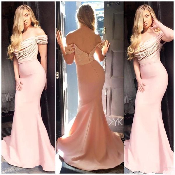 

robe de sorrie mermaid burgundy bridemaid dresses 2019 sequines off the shoulder maid of honor party gowns, White;pink