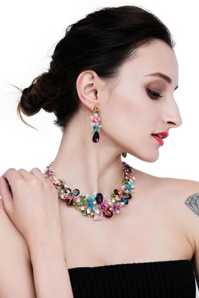 

women crystal pendant choker chunky statement bib necklace wedding jewelry party chocker punk initial harajuku boyfriend gift, Silver