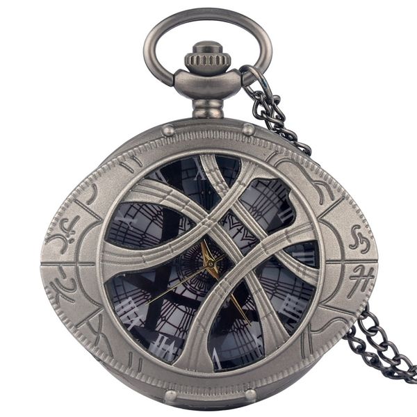 

antique grey doctor themed pendant watch fob necklace chain punk cool kids men women quartz pocket watch retro watches gifts, Slivery;golden