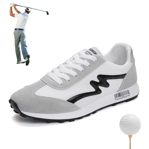 

summer outside golf soles training sneakers for men sport shoes breathable male leisure sneakers golf shoes for men white mesh