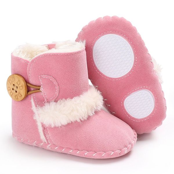 

2019 winter warm boots rubber soled shoes infant toddler newborn baby super snowfield wooden buttons boots, Black;grey