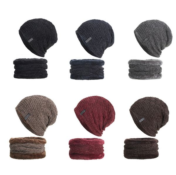 

helisopus hat scarf set winter warm men's knit hat scarf set outdoor accessories for men's gift, Blue;gray