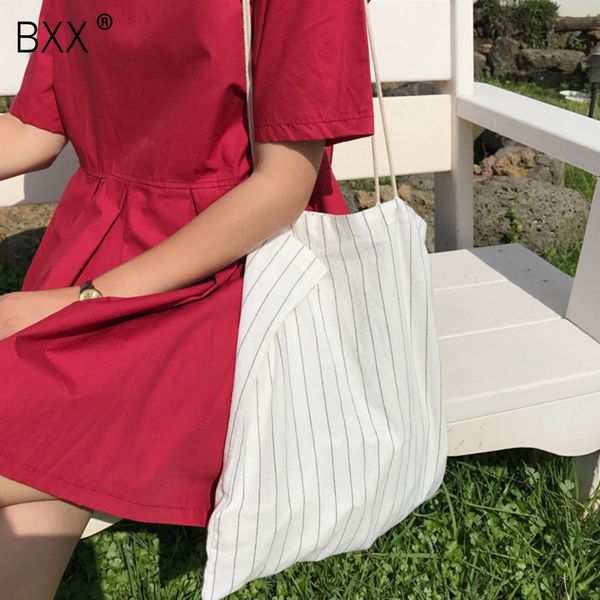 

bxx] плечо crossbody сумки для женщин 2020 весна повседневная холст stripe сумка большой емкости женщины путешествия корзина hk710