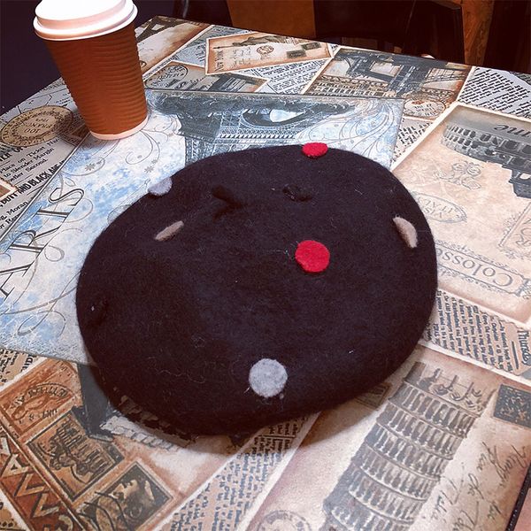 

симпатичные красочные dot беретов cap женщины осень зима шерсть берет шляпы регулируемый толстый теплый хлопок boina feminina, Blue;gray