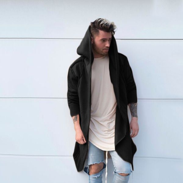 

2019 new hoodies jacket men long cloak cardigan coats male jaqueta hooded chaqueta hombre roupas casual loose open stitch, Black;brown