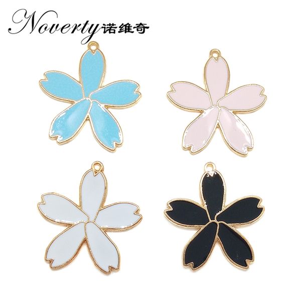 

2019 new 34mm 5pieces/bag zinc alloy gold drop oil beautiful flower charms pendant for diy earrings necklace jewelry accessories, Bronze;silver