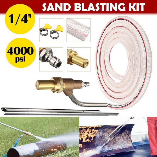

5pcs abrasive air sand blasting gun kit 1 sand blasting tube 1 suction tube hose with spring industrial sandblaster gun