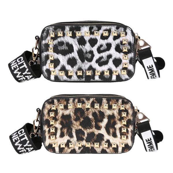 

handbags hit color fashion leopard rivet women messenger shoulder bag leather ladies small handbag daily shopping