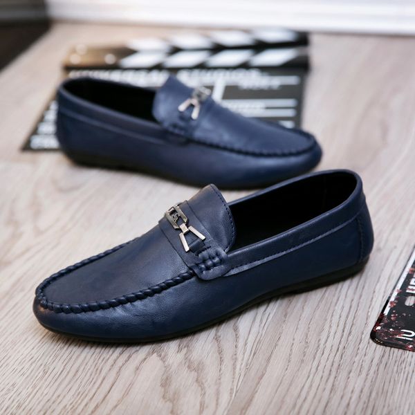 

brand men loafers men's casual shoes leather moccasin masculino breathable slip on chaussures hommes men's flats driving shoes, Black