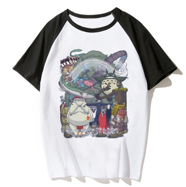 

2019 japanese anime totoro shirt men studio ghibli miyazaki hayao anime spirit away t shirt men women cartoon clothes summer t-shirt u1703, White;black