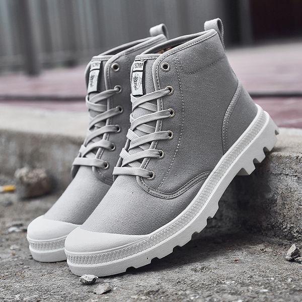 

high side autumn sneaker canvas casual boots lace-up 12 colors size 36-47 brand new footwear basic sewing boots for men, Black
