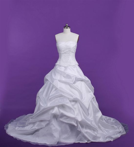 

brand new white taffeta sweetheart sleeveless and strapless women' dresses ball gown bridal gowns with beads