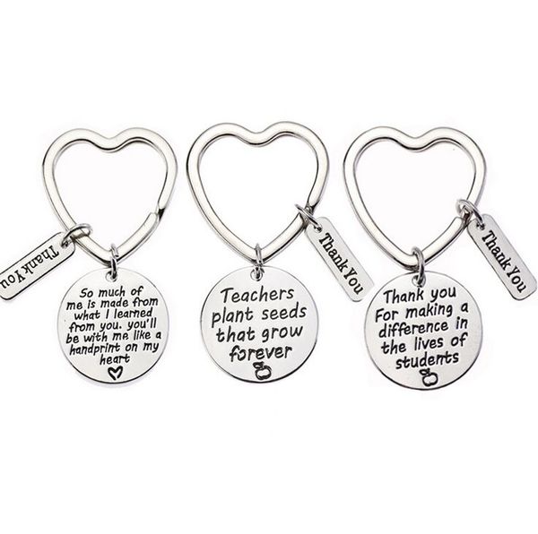 

Teacher Keychains Teachers Plant Seeds That Grow Forever Thank You Keyring Key Ring Jewelry For Teachers Day Gift, Silver