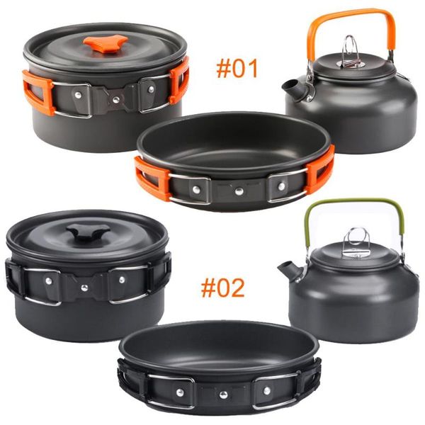 

camp kitchen ultra-light portable outdoor camping cookware water kettle pan sets durable alumina thermal jug practical convinence