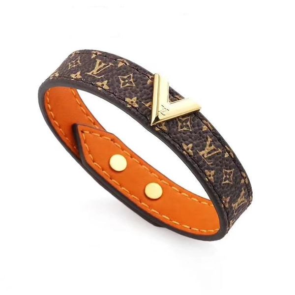 

v luxury design bracelet stainless steel leather bracelet couple bracelet fashion jewelry supply, Black