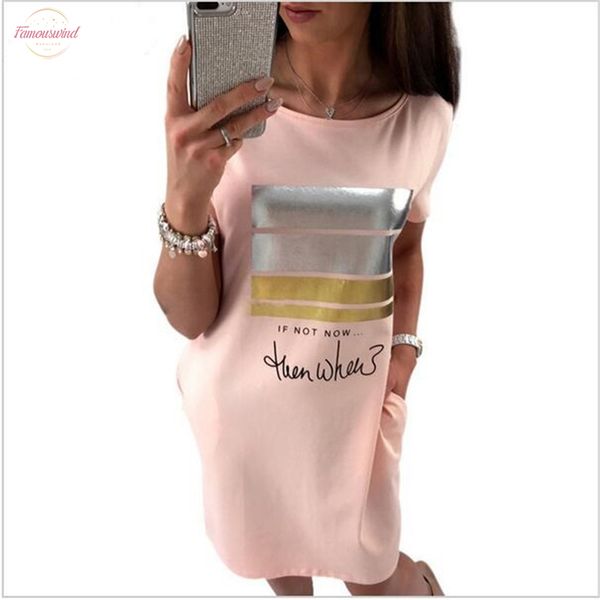 

2020 new summer fashion women casual crew neck cute short sleeve letter print bronzing dresses loose plus size t shirts dress vestido, Black;gray