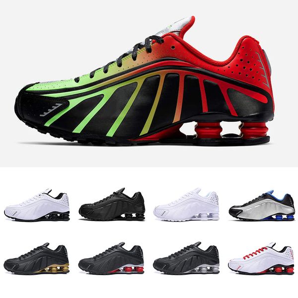 

Shox R4 men women running shoes top quality NEYMAR OG triple black white RACER BLUE COMET RED mens trainers fashion sports sneakers