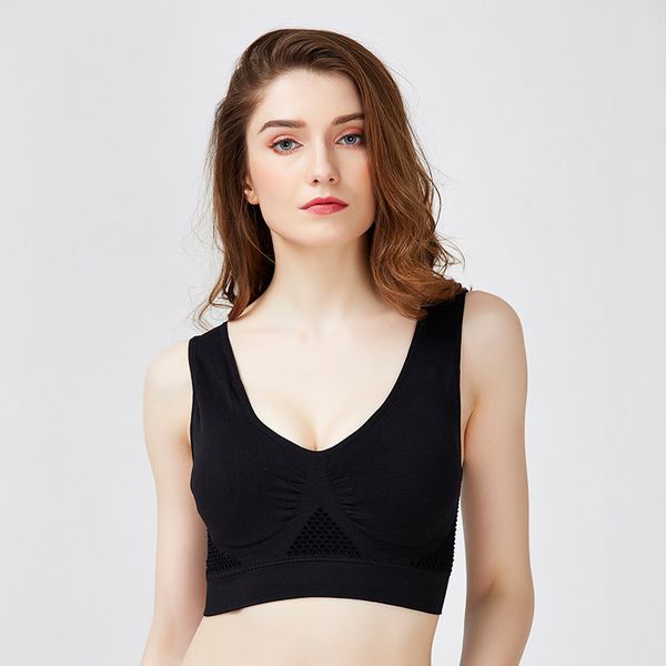 

comfort bra posture corrector lift up bra women breathable yoga sports underwear shockproof sports support fitness vest bras, White;black