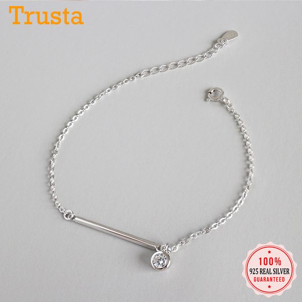 

link, chain trustdavis genuine fashiom 925 sterling silver charms stick cz bracelet for women wedding valentine's day gift ed450, Black