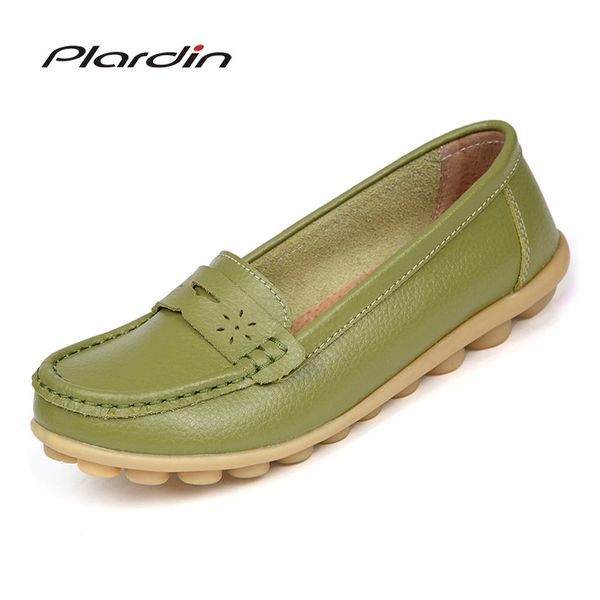 

plardin 2019 genuine leather bowtie women ballet flats summer casual women's shoes woman loafers leather mom shoes, Black