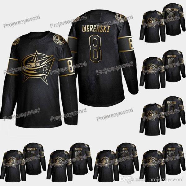 

Columbus Blue Jackets Zach Werenski 2019 Golden Edition Jersey Keith Kinkaid Artemi Panarin Cam Atkinson Dean Kukan Ryan Dzingel Riley Nash
