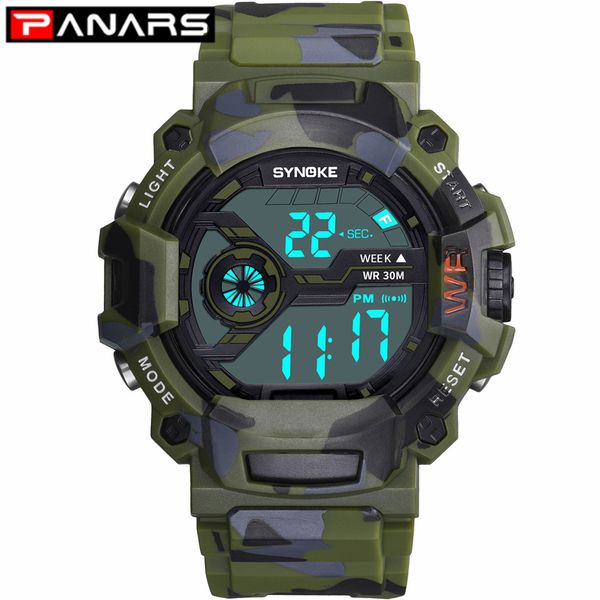 

panars new arrival fashion men digital watch waterproof outdoor sports men's sport wristwatches led electronic clock for men, Slivery;brown