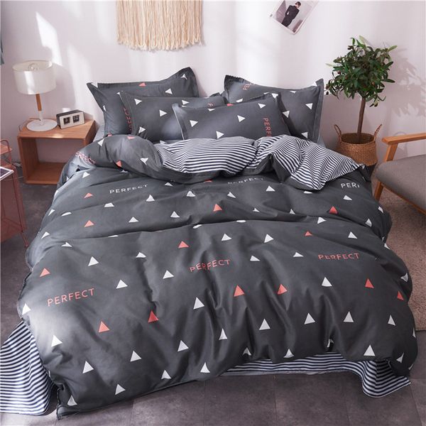 

autumn bedding set woman stripe duvet cover set summer grey flat sheet, pillowcase&duvet cover leaf bed linen  king