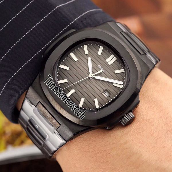 

new nautilus 5711 pvd black steel gray texture dial automatic mens watch stainless steel bracelet watches waterproof timezonewatch e25c3, Slivery;brown