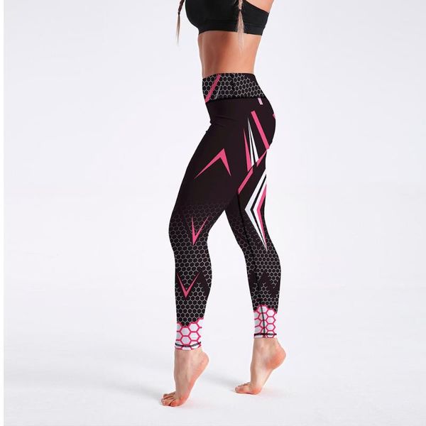 

workout sporting elastic force breathable fitness leggings pattern digital printing outdoor sportswear skinny leggings for women, Black