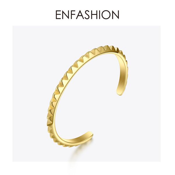 

enfashion punk pyramid cuff bracelet gold color stainless steel spike bracelets bangles for women fashion jewelry gifts b192038, Black