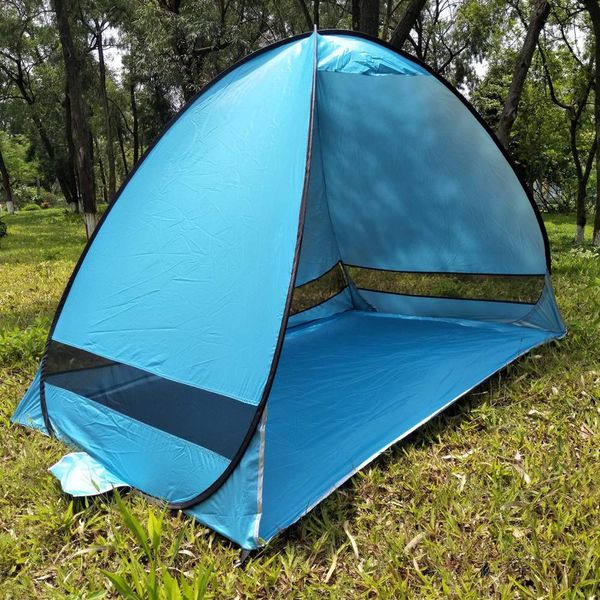 

automatic up beach tent sun shelter cabana 2-3 person uv protection beach shade with carry bag for outdoor activities
