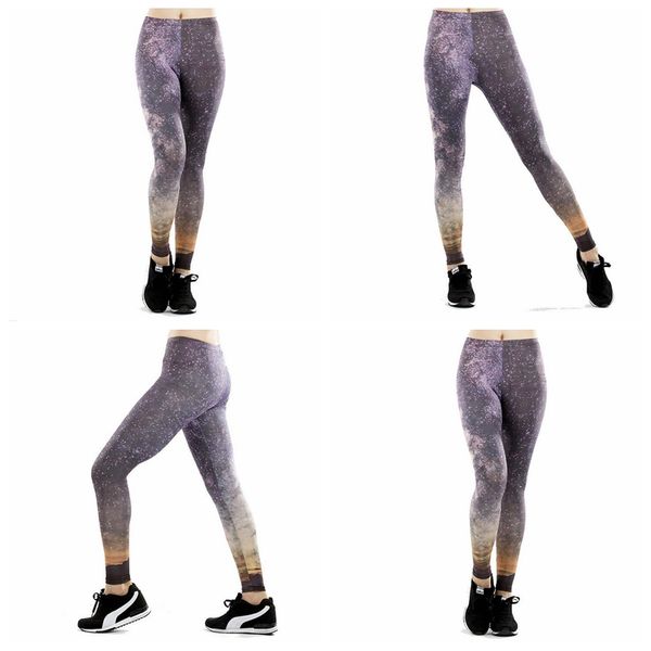 

women yoga trousers pants tights trousers female high waist dance active lady starry sky nebula purple print printing leggings skinny silm, Black;white
