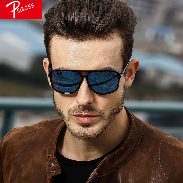 

psacss square sunglasses men polarized male handsome driving mirror sun glass retro lunette de soleil homme shades, White;black