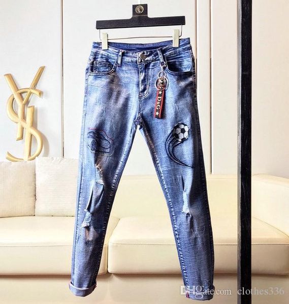 

2020 designer jeans men 2020 new designer skinny jeans fashion brand biker denim overall skinny pants casual designer pants, Blue
