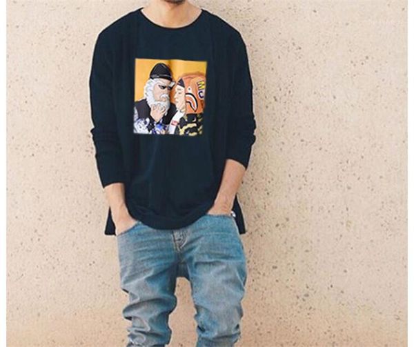 

sweatshirt homme long sleeve pullover clothes fashion man casual o neck funny print mens designer, Black