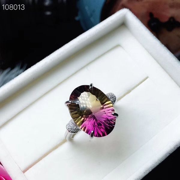 

uloveido редкий драгоценный камень, природный аметрин lady кольцо, 925 стерлингового серебра, кольцо для женщин, женские кольца, с сертифика, Slivery;golden