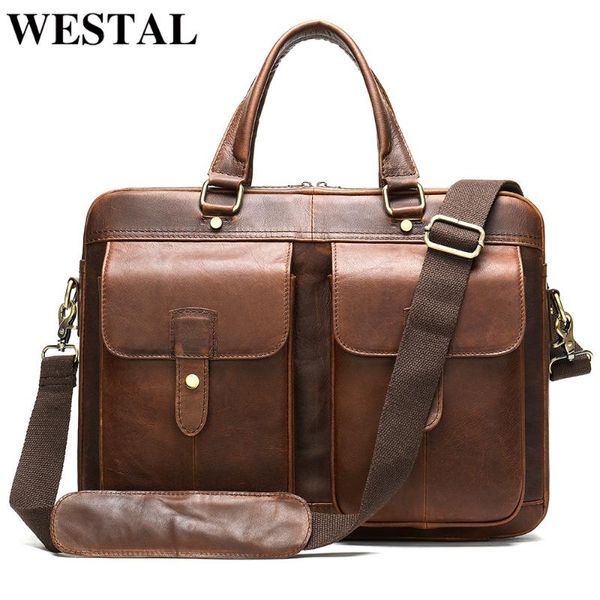 

westal men's briefcase bag men's leather porte document office bag for men leather lapmen vintage handbag for 7010