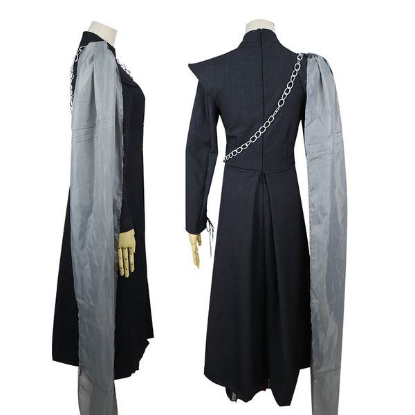 

designer halloween women clothing game of thrones 7 daenerys targaryen 3pcs suit dresses cosplay carnival costume s-2xl wholesale, Black;red