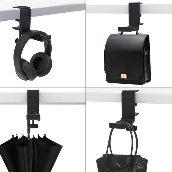 

foldable headphone stand hanger holder bracket aluminum headphones headset clamp hook under desk space save mount