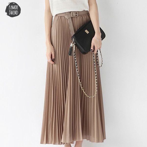 

skirt summer fashion new elegant bohemia chiffon pleated elastic waist women floor length long maxi tulle beach with belt, Black