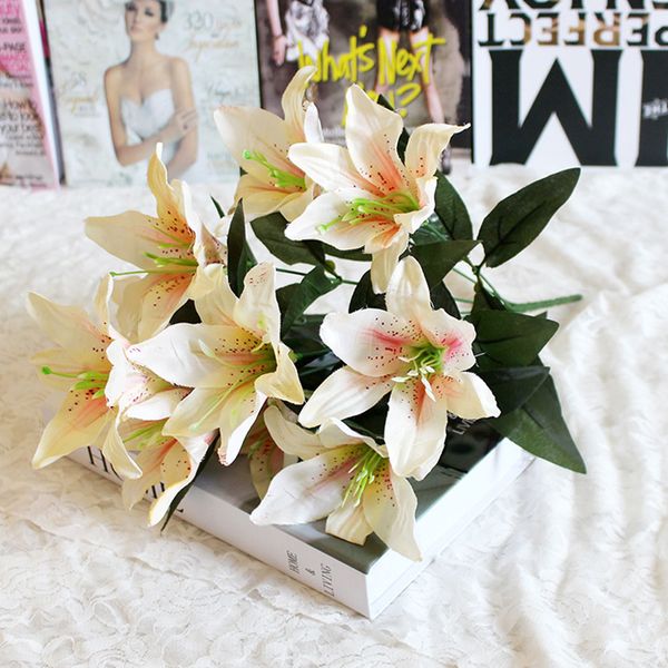 

10 heads home garden fake lily wedding easter romantic valentine's day decorative bouquet artificial flower party crafts l
