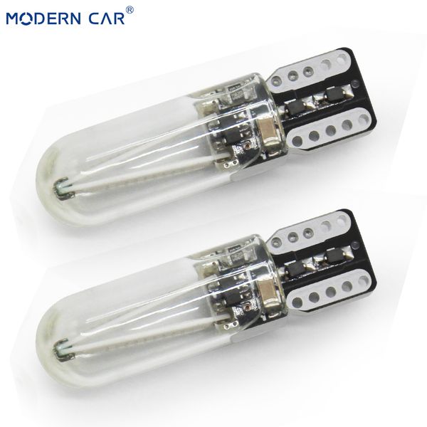 

modern car 2pcs white ice-blue t10 led signal light w5w 194 filament glass cob interior clearance lamp trunk rear fog light bulb