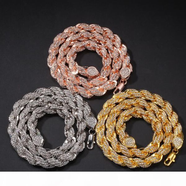 

9mm new fashion personality men's hip hop alloy necklace with drilled twis 18inch-24inch, Silver