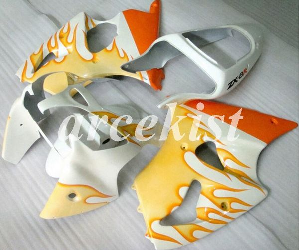 

motorcycle new abs injection full fairings kits fit for kawasaki ninja zx-6r 2000 2001 2002 636 zx6r bodywork set orange flame