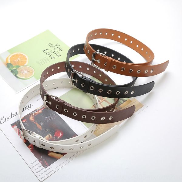 

single row steam-eye yiwu pu pin pin buckle all-match belt classic hollow belt female, Black;brown