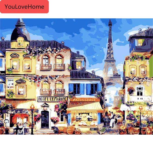 

shop scenery oil painting by numbers painting diy hand painted frameless street landscape home decoration paint on canvas